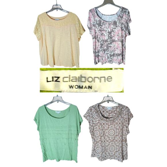 Liz Claiborne Woman Bundle of 4: Women 2x Lightweight Comfort T-shirts - Picture 1 of 15